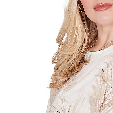 Petite Alfred Dunner Feather Print Short Sleeve Tee