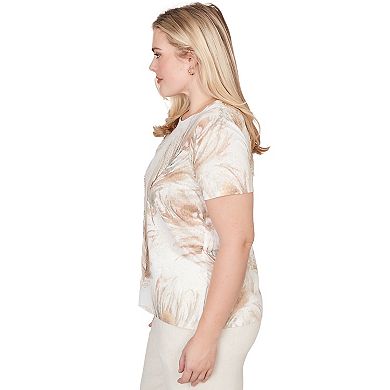 Petite Alfred Dunner Feather Print Short Sleeve Tee