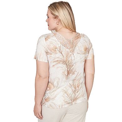 Petite Alfred Dunner Feather Print Short Sleeve Tee
