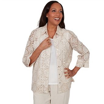 Petite Alfred Dunner Sequin Medallion Two in One Top