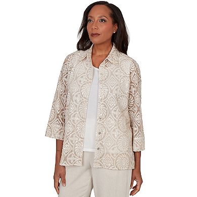 Petite Alfred Dunner Sequin Medallion Two in One Top