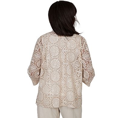 Petite Alfred Dunner Sequin Medallion Two in One Top