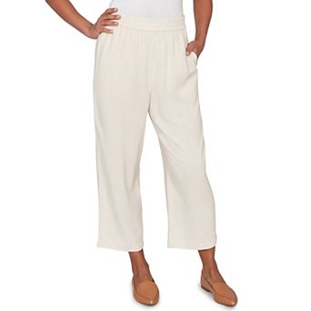 Petite Alfred Dunner Linen Elastic Waist Ankle Pants
