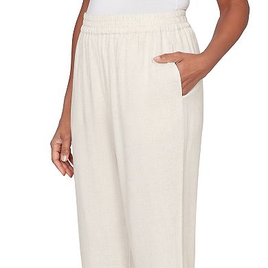 Petite Alfred Dunner Linen Elastic Waist Ankle Pants