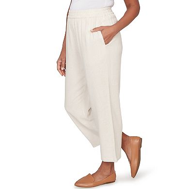 Petite Alfred Dunner Linen Elastic Waist Ankle Pants