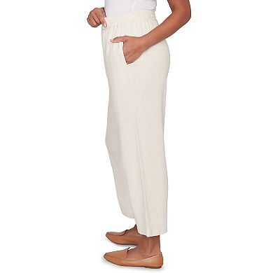 Petite Alfred Dunner Linen Elastic Waist Ankle Pants