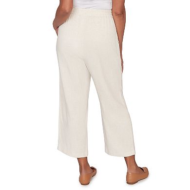 Petite Alfred Dunner Linen Elastic Waist Ankle Pants
