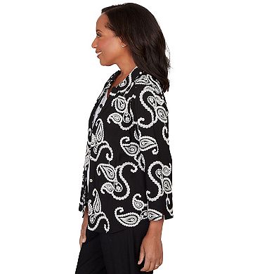 Petite Alfred Dunner Paisley Embroidered Two in One Top with Necklace