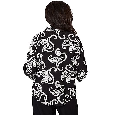 Petite Alfred Dunner Paisley Embroidered Two in One Top with Necklace