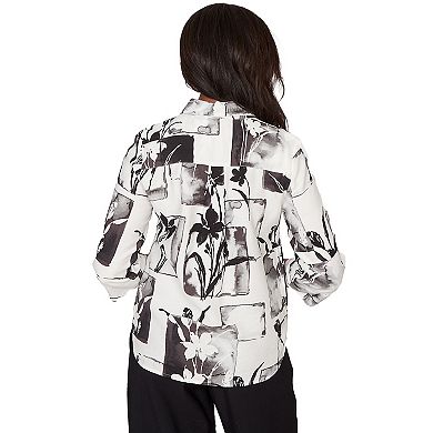 Petite Alfred Dunner Floral Patchwork Button Front Top