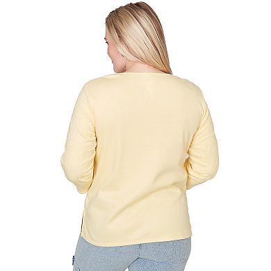 Petite Alfred Dunner Yoke Floral Embroidered Top