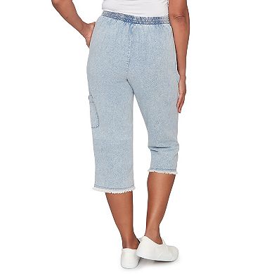 Petite Alfred Dunner Fringe Denim Patch Pocket Capris