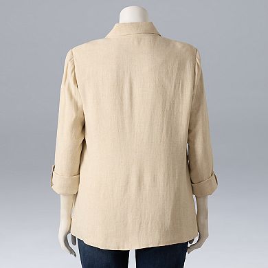Plus Size Simply Vera Vera Wang Roll Tab Blazer