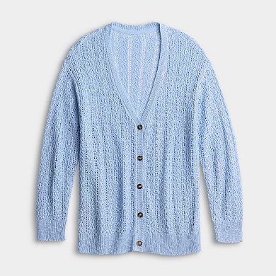 Petite LC Lauren Conrad Pointelle V-Neck Cardigan