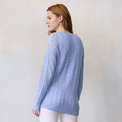 Petite LC Lauren Conrad Pointelle V-Neck Cardigan