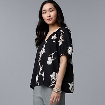 Petite Simply Vera Vera Wang Shirred Blouse