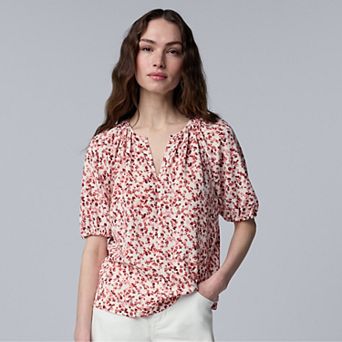 Petite Simply Vera Vera Wang Shirred Blouse