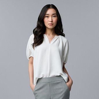 Petite Simply Vera Vera Wang Shirred Blouse