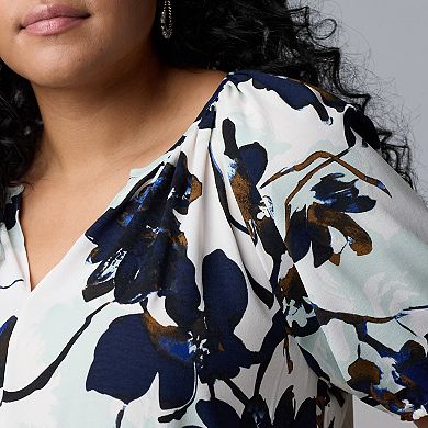 Plus Size Simply Vera Vera Wang Shirred Blouse