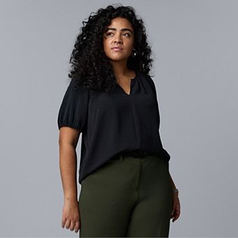 Plus Size Simply Vera Vera Wang Shirred Blouse