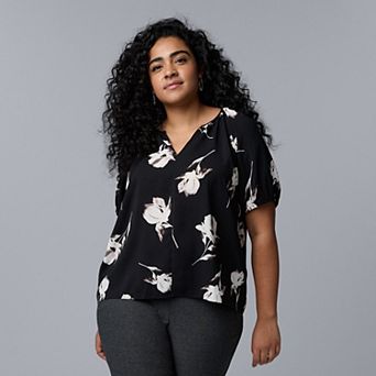 Plus Size Simply Vera Vera Wang Shirred Blouse