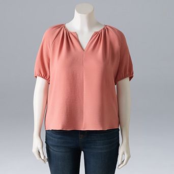 Plus Size Simply Vera Vera Wang Shirred Blouse