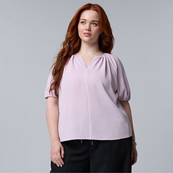 Plus Size Simply Vera Vera Wang Shirred Blouse