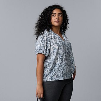 Plus Size Simply Vera Vera Wang Shirred Blouse