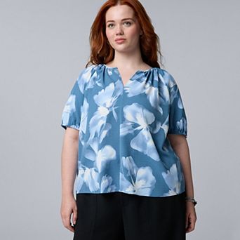 Plus Size Simply Vera Vera Wang Shirred Blouse