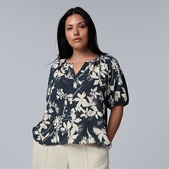 Plus Size Simply Vera Vera Wang Shirred Blouse