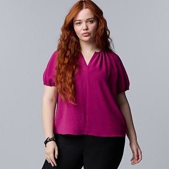 Plus Size Simply Vera Vera Wang Shirred Blouse