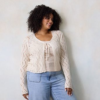 Plus Size LC Lauren Conrad Scallop Hem Sweater