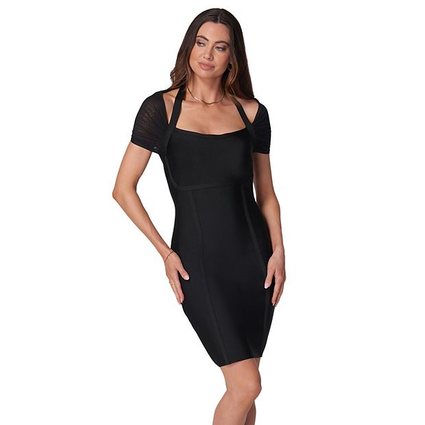 Bebe Women's Mesh Overlay Bandage Dress - Black