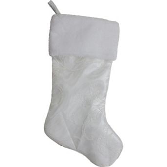 Northlight 20.5-Inch Glitter Sheer Organza Faux Fur Cuff Christmas Stocking