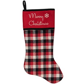 Northlight 20.5-Inch Fleece Cuff Plaid Design Christmas Stocking