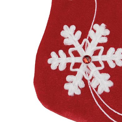 Northlight 20.5-Inch White Snowflake Accent Velvet Christmas Stocking