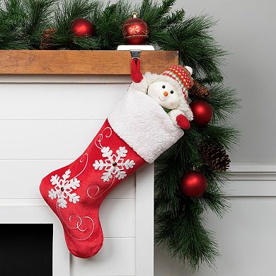 Northlight 20.5-Inch White Snowflake Accent Velvet Christmas Stocking