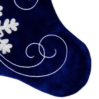 Northlight 20.5-Inch Snowflake Design Velvet Christmas Stocking