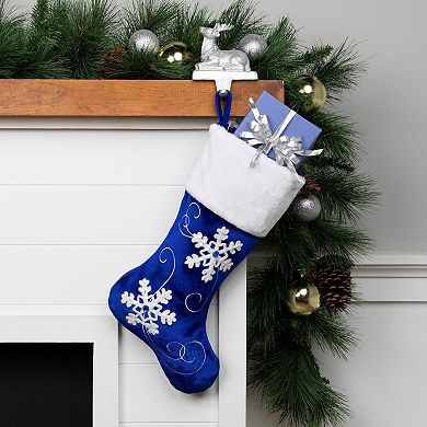 Northlight 20.5-Inch Snowflake Design Velvet Christmas Stocking