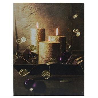Northlight 15.75-Inch x 11.75-Inch LED Lighted Glittery Flickering Candles Canvas Wall Art