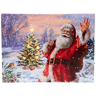 Northlight Light-Up Santa with Christmas Tree Canvas Wall Art
