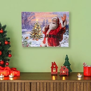 Northlight Light-Up Santa with Christmas Tree Canvas Wall Art