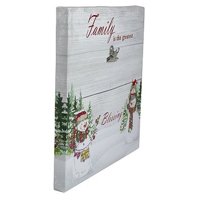 Northlight Light-Up Snowman Family Blessing Canvas Wall Art with Photo Clip
