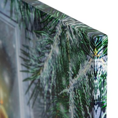 Northlight LED Snowy Window Pane & Candles Canvas Wall Art