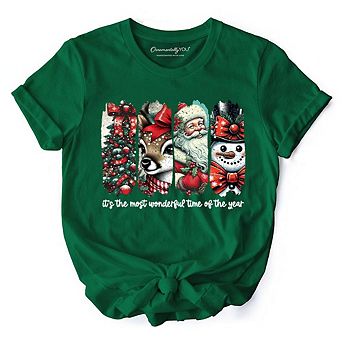 It's Most Wonderful Time Of The Year T‑Shirt, Reindeer, Santa, Snowman Vintage Tee for Christmas