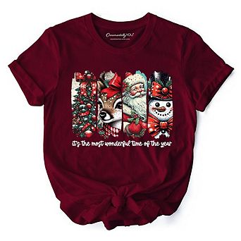 It's Most Wonderful Time Of The Year T‑Shirt, Reindeer, Santa, Snowman Vintage Tee for Christmas