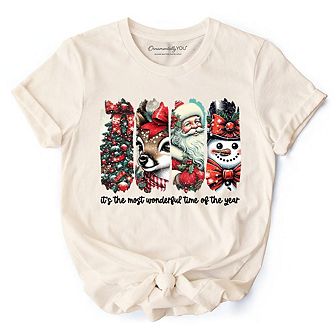 It's Most Wonderful Time Of The Year T‑Shirt, Reindeer, Santa, Snowman Vintage Tee for Christmas