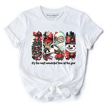 It's Most Wonderful Time Of The Year T‑Shirt, Reindeer, Santa, Snowman Vintage Tee for Christmas