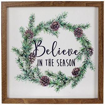 Northlight Wooden Framed "Believe In The Season" 11.75-Inch Wall Decor