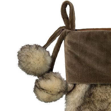 Northlight Plush 20.5" Christmas Stocking with Corduroy Cuff & Pom Poms